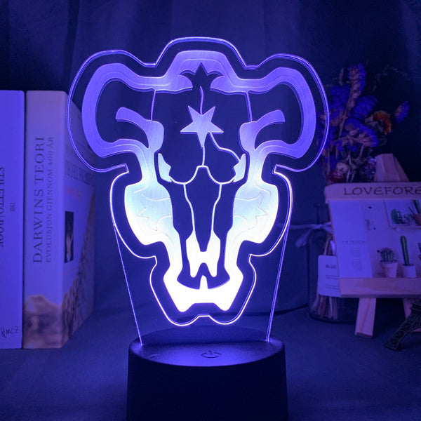 Black Clover LED Anime Light - Black Bulls Logo